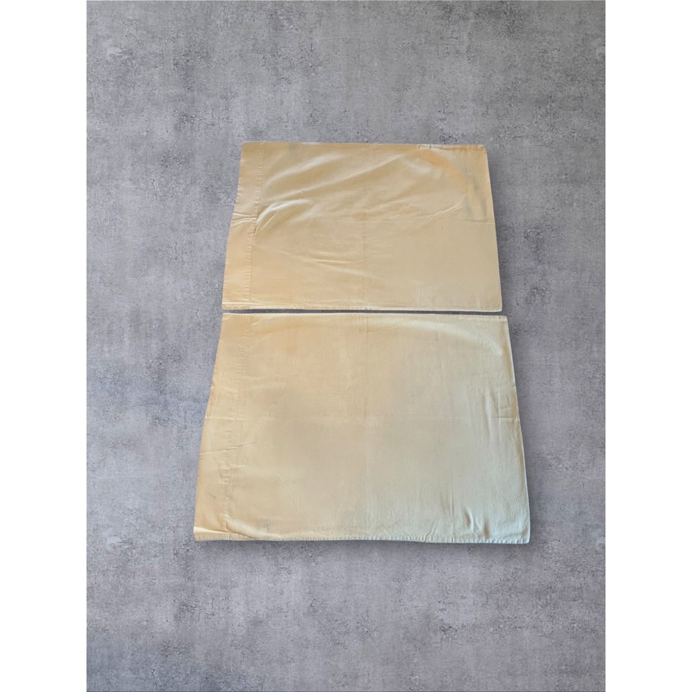 Lands End Pillowcase Set Standard Solid Pale Yellow Excellent Cotton Portugal